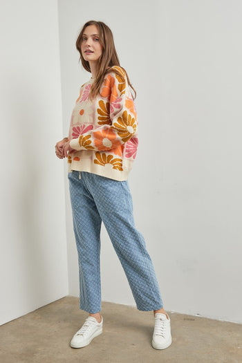 Polagram Floral Print Sweater in Cream Multi Shirts & Tops Polagram   