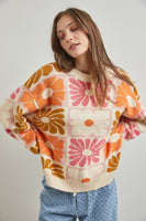 Polagram Floral Print Sweater in Cream Multi Shirts & Tops Polagram   