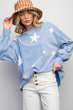 Load image into Gallery viewer, Easel Star Printed Mineral Washed Top in Peri Blue
