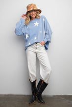 Load image into Gallery viewer, Easel Star Printed Mineral Washed Top in Peri Blue
