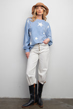 Load image into Gallery viewer, Easel Star Printed Mineral Washed Top in Peri Blue
