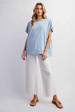 Load image into Gallery viewer, Easel Solid Color Mineral Washed Terry Knit Top in Cielo Shirts &amp; Tops Easel   
