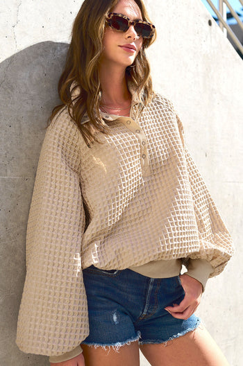 La Miel OVERSIZED Two Toned Textured Top in Chiffon