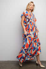 Load image into Gallery viewer, Easel Geometric Print Maxi Dress in Blue Dresses Easel   
