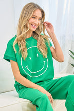 Load image into Gallery viewer, First Love Smiley Face Short Sleeve Top in Kelly Green Shirts &amp; Tops First Love   
