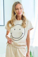 Load image into Gallery viewer, First Love Smiley Face Short Sleeve Top in Ivory Shirts &amp; Tops First Love   
