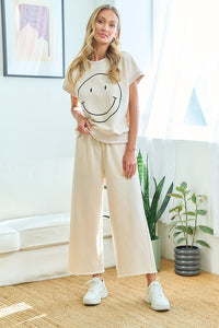 First Love Smiley Face Short Sleeve Top in Ivory Shirts & Tops First Love   