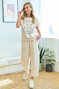 First Love Smiley Face Short Sleeve Top in Ivory Shirts & Tops First Love   