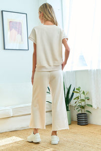 First Love Solid Color Cropped Pants in Ivory Pants First Love   