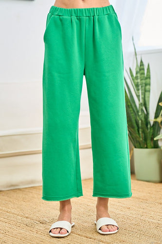 First Love Solid Color Cropped Pants in Kelly Green Pants First Love   