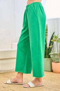 First Love Solid Color Cropped Pants in Kelly Green Pants First Love   