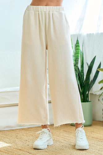 First Love Solid Color Cropped Pants in Ivory Pants First Love   