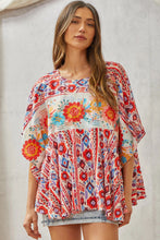 Load image into Gallery viewer, Savana Jane Multi Colored Knit Poncho Top with Floral Embroidery ON ORDER Top Savanna Jane   
