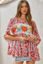 Load image into Gallery viewer, Savana Jane Multi Colored Knit Poncho Top with Floral Embroidery ON ORDER Top Savanna Jane   
