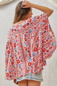 Savana Jane Multi Colored Knit Poncho Top with Floral Embroidery ON ORDER Top Savanna Jane   