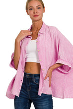 Load image into Gallery viewer, Mineral Washed Double Gauze Button Down Top in Mauve ON ORDER Shirts &amp; Tops Zenana   
