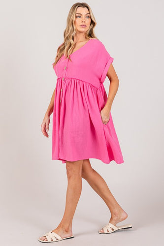 Sage+Fig Oversized Cotton Gauze Dress in Pink Dresses Sage+Fig   