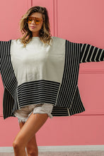 Load image into Gallery viewer, BiBi Mixed Striped Side Slit Sweater in Grey/Black
