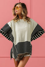 Load image into Gallery viewer, BiBi Mixed Striped Side Slit Sweater in Grey/Black
