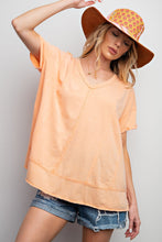 Load image into Gallery viewer, Easel Solid Color Cotton Blend Knit Top in Cantaloupe Shirts &amp; Tops Easel   
