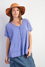 Load image into Gallery viewer, Easel Solid Color Cotton Blend Knit Top in Paris Blue Shirts &amp; Tops Easel   
