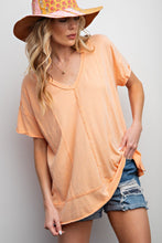 Load image into Gallery viewer, Easel Solid Color Cotton Blend Knit Top in Cantaloupe Shirts &amp; Tops Easel   
