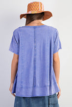 Load image into Gallery viewer, Easel Solid Color Cotton Blend Knit Top in Paris Blue Shirts &amp; Tops Easel   
