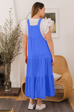 Load image into Gallery viewer, Oddi Button Sling Tiered Midi Dress in Marina
