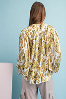 ee:some OVERSIZED Printed Dolman Sleeve Top in Avocado