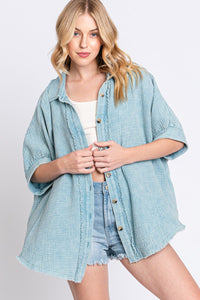 Sewn+Seen OVERSIZED Button Down Top in Light Blue