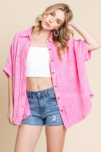 Sewn+Seen OVERSIZED Button Down Top in Pink