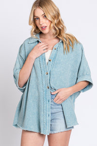 Sewn+Seen OVERSIZED Button Down Top in Light Blue