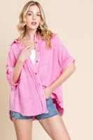 Sewn+Seen OVERSIZED Button Down Top in Pink