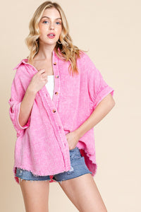 Sewn+Seen OVERSIZED Button Down Top in Pink