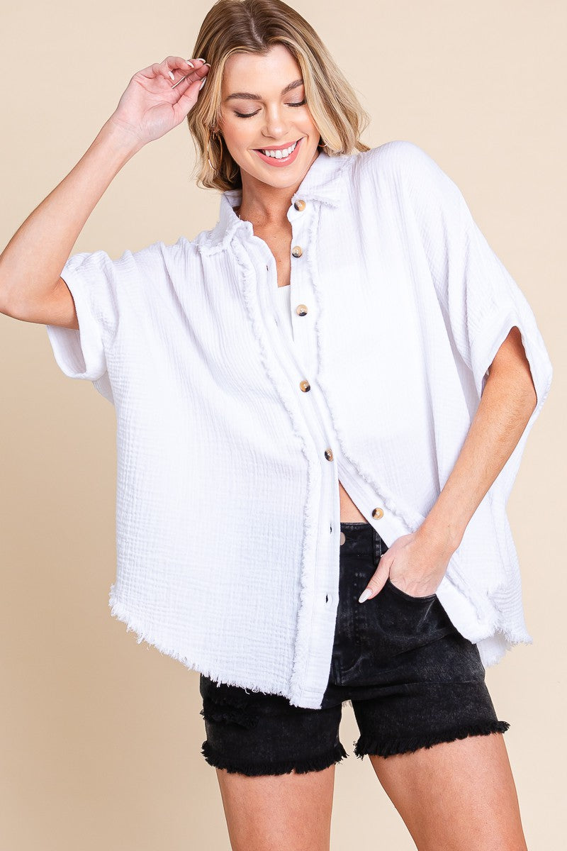 Sewn+Seen OVERSIZED Button Down Top in White