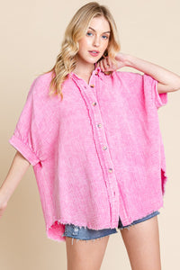 Sewn+Seen OVERSIZED Button Down Top in Pink