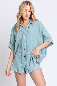 Sewn+Seen OVERSIZED Button Down Top in Light Blue