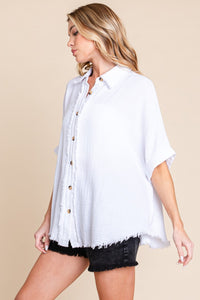 Sewn+Seen OVERSIZED Button Down Top in White