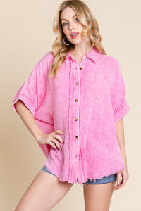 Sewn+Seen OVERSIZED Button Down Top in Pink