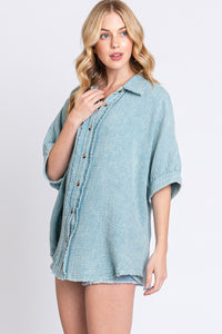 Sewn+Seen OVERSIZED Button Down Top in Light Blue