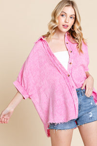 Sewn+Seen OVERSIZED Button Down Top in Pink