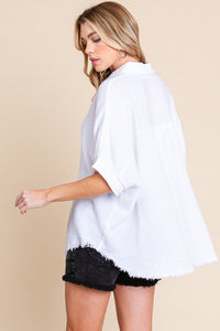 Sewn+Seen OVERSIZED Button Down Top in White