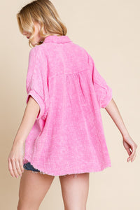 Sewn+Seen OVERSIZED Button Down Top in Pink