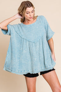 Sewn+Seen Oversized Cotton Gauze Baby Doll Top in Blue Shirts & Tops Sewn+Seen   