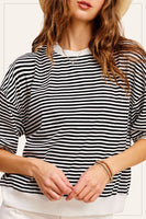 La Miel OVERSIZED Striped Top in Black