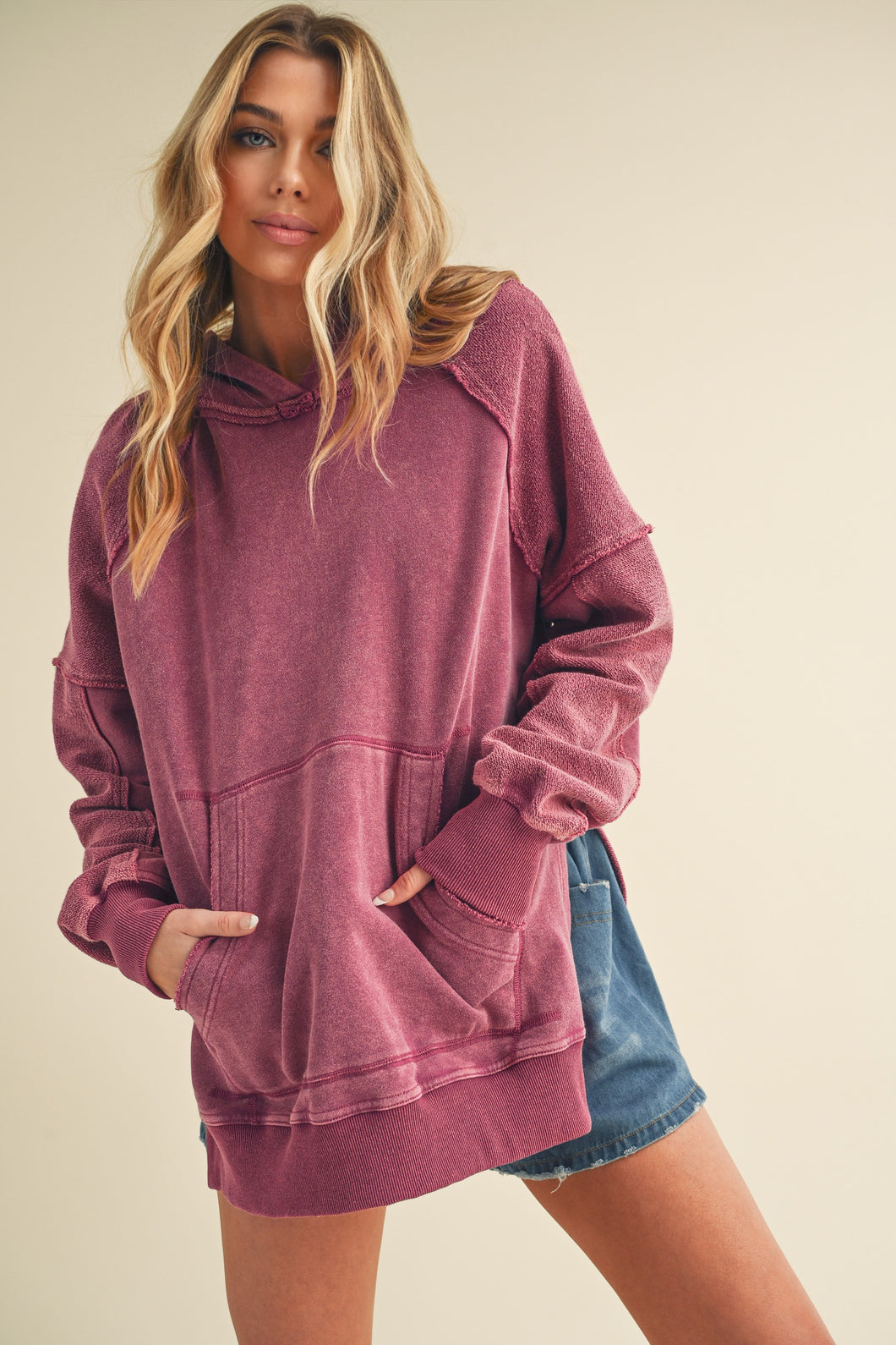 Aemi + Co Deb Hoodie Top in Berry