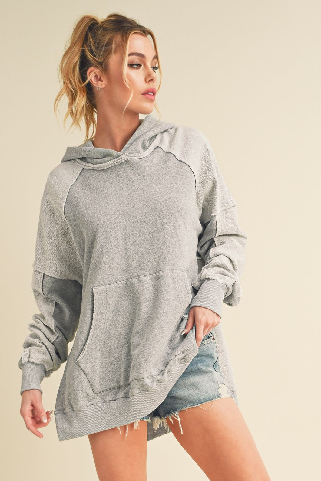 Aemi + Co Deb Hoodie Top in Heather Grey