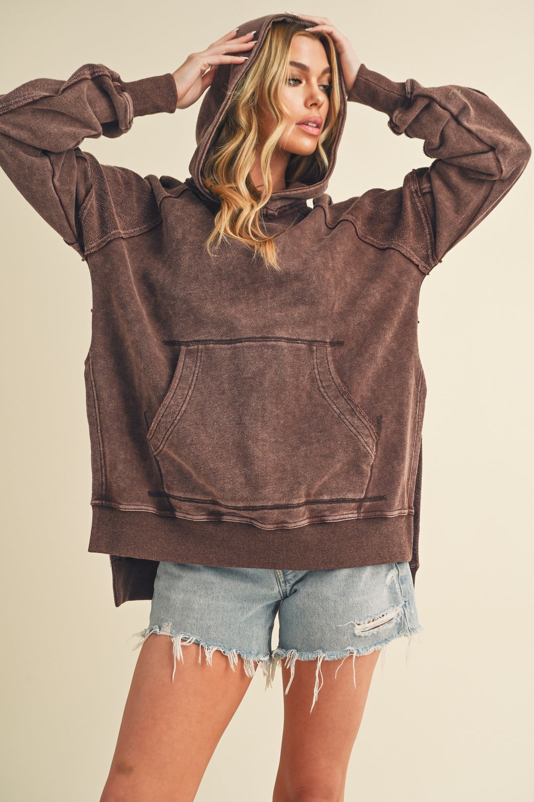 Aemi + Co Deb Hoodie Top in Brown