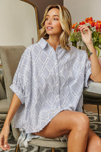 Load image into Gallery viewer, BiBi Frayed Pin Stripe Button Down Top in Ivory/Blue Shirts &amp; Tops BiBi   
