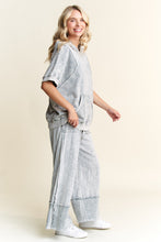 Load image into Gallery viewer, J.Her Contrasting Fabric Wide Leg Pants in Silver Grey
